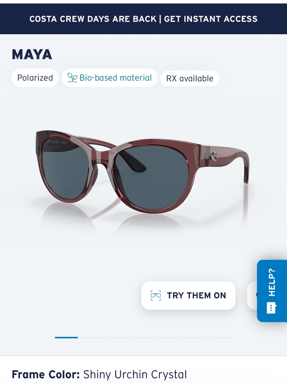 Discontinued Costa Women’s Shiny Urchin Crystal Sunglasses with Gray Lenses